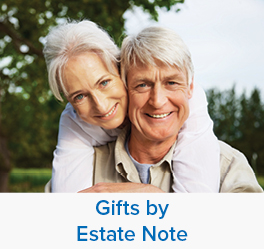 A couple smiling. Links to Gifts by Estate Note